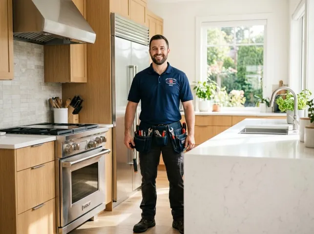 Appliance Repair Hero technician in a Britt, IA kitchen after an appliance repair